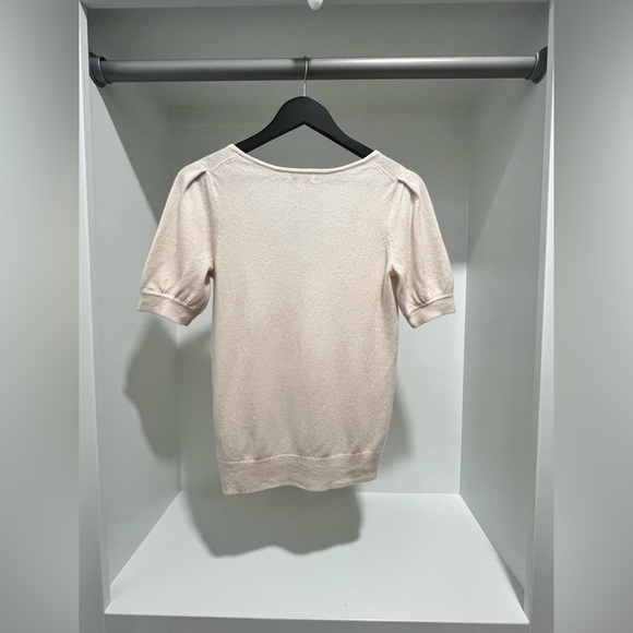 Madewell Cashmere V-Neck Puff-Sleeve Sweater Tee XS in Hthr Oat staple wardrobe - Picture 5 of 10